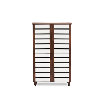 Baxton Studio Gisela Oak and White 2-tone Shoe Cabinet With 4 Door 118-6520